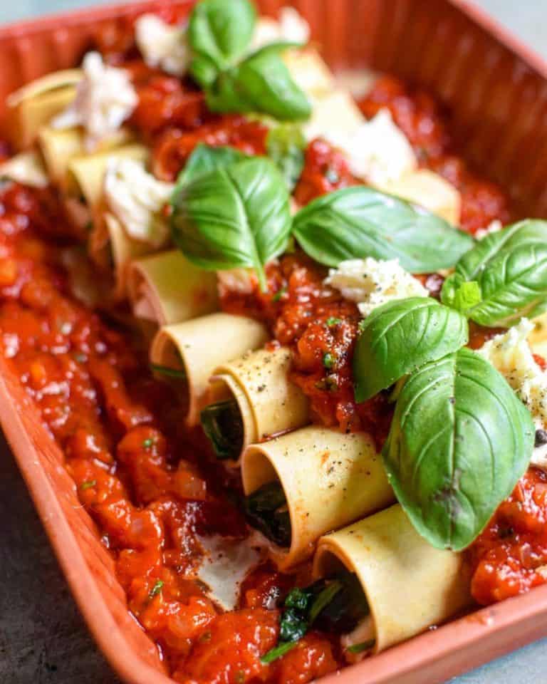 Cannelloni med mozzarella spinatfyld