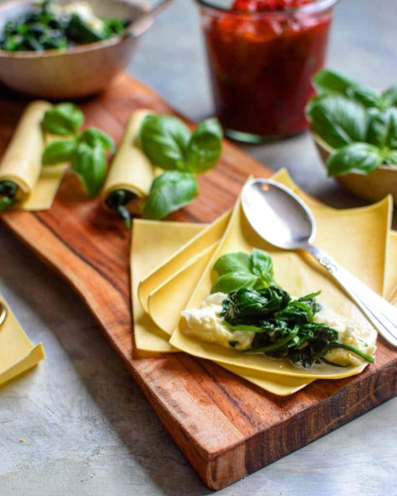 Cannelloni med mozzarella spinatfyld