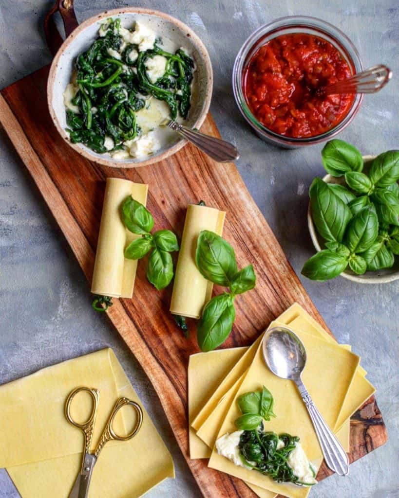 Cannelloni med mozzarella spinatfyld
