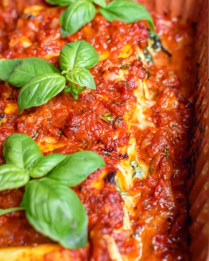 Cannelloni med mozzarella spinatfyld