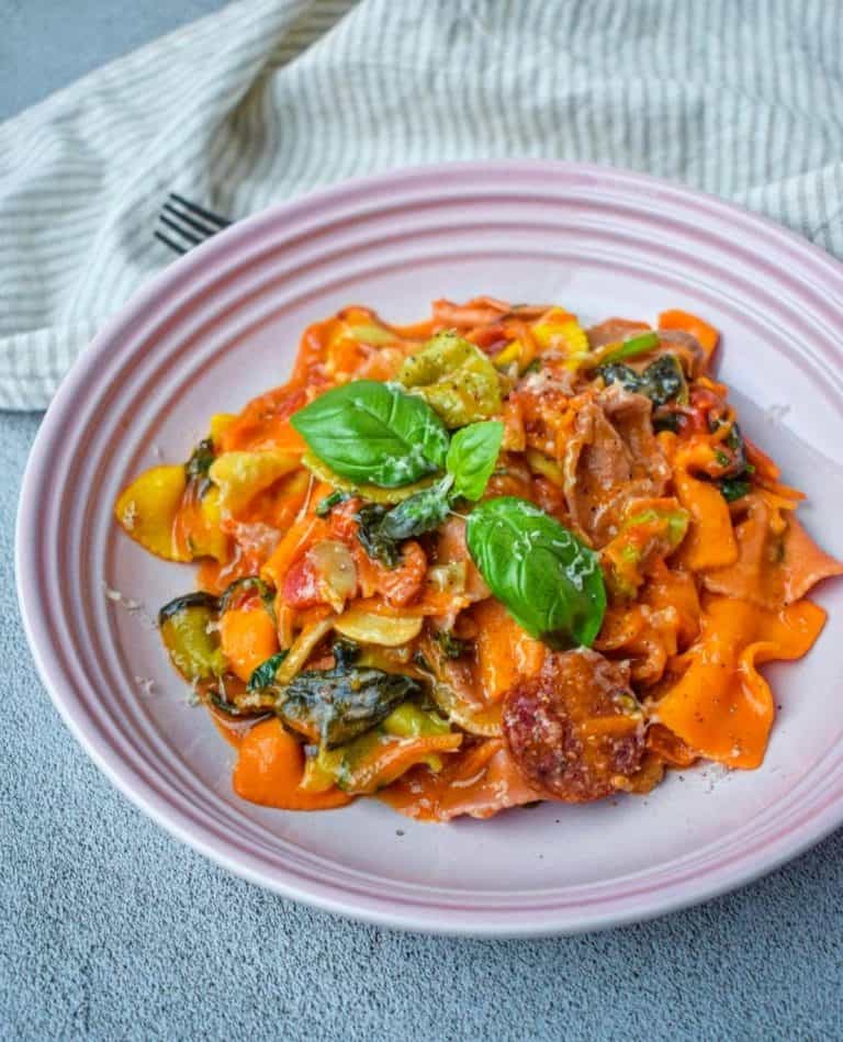 One pot pasta med chorizo og grønt