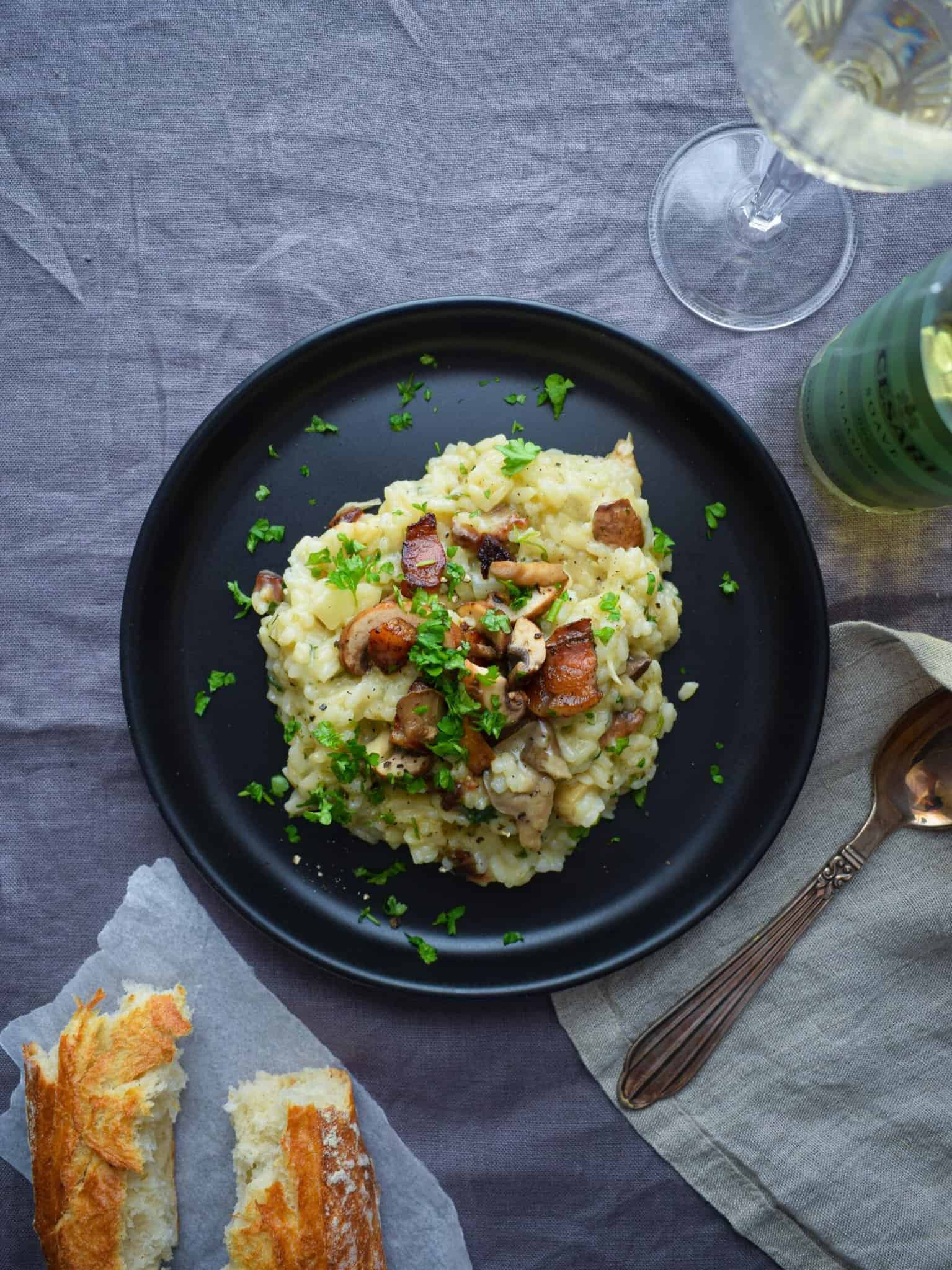 Risotto med svampe og pancetta