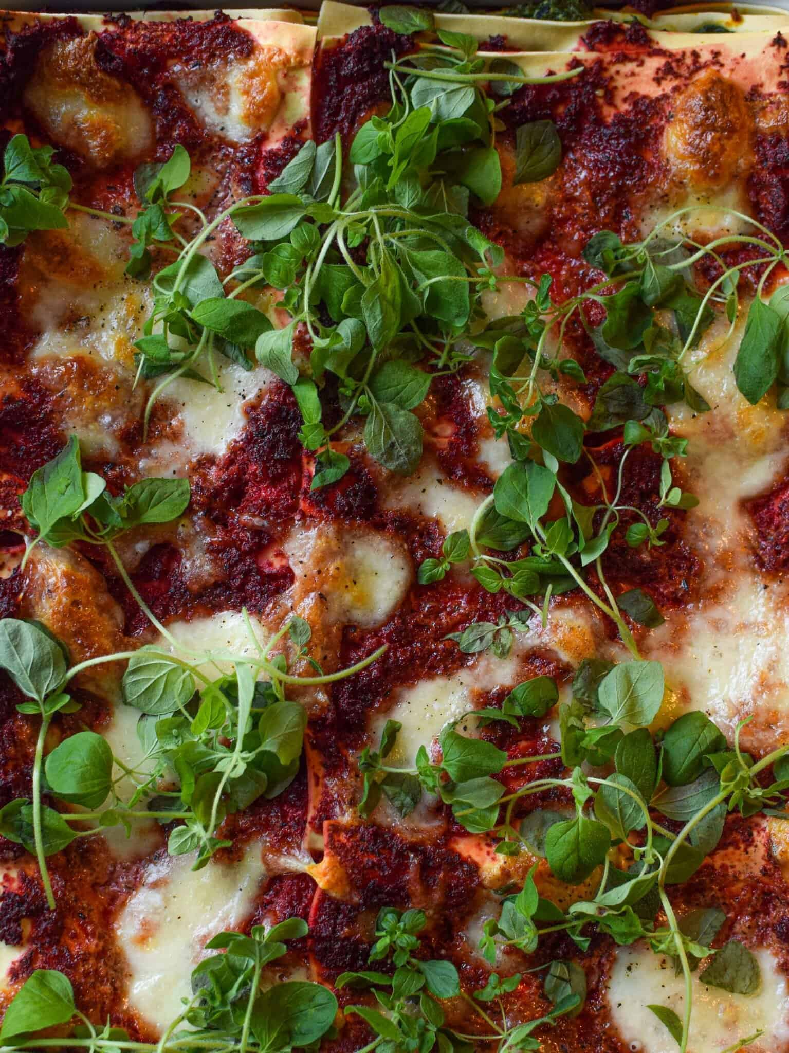 Vegetarisk regnbue lasagne