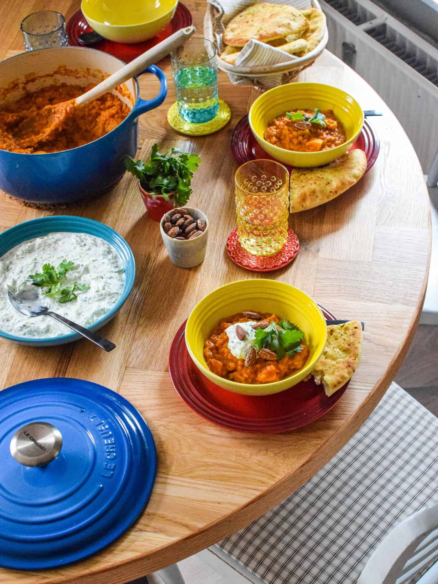 Dhal med kartofler og ratia