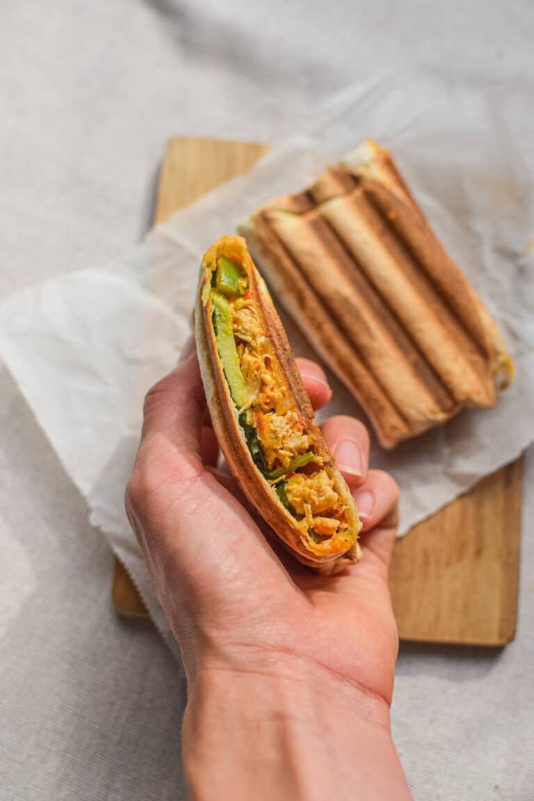 pulled pesto chicken wrap