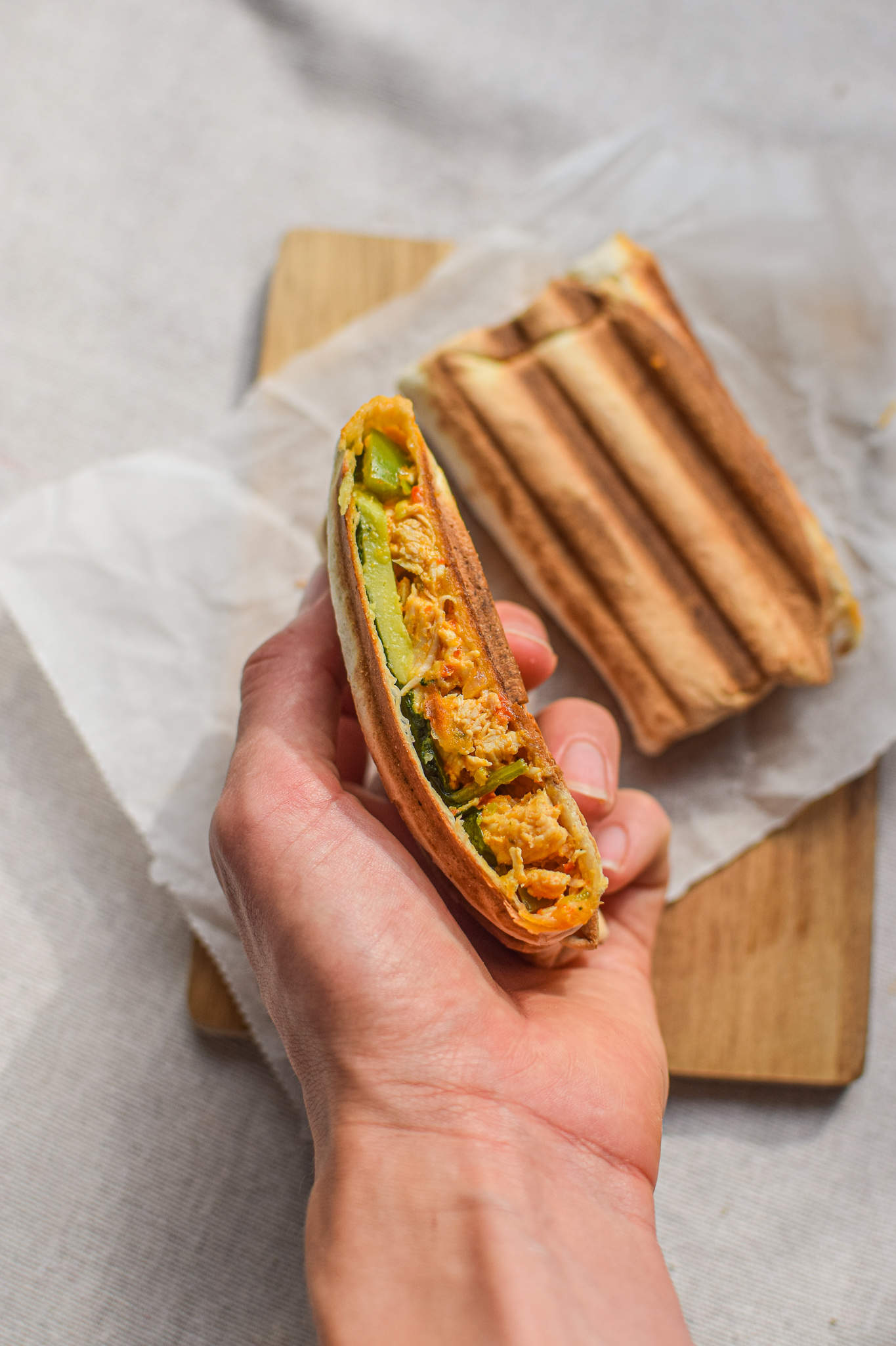 pulled pesto chicken wrap