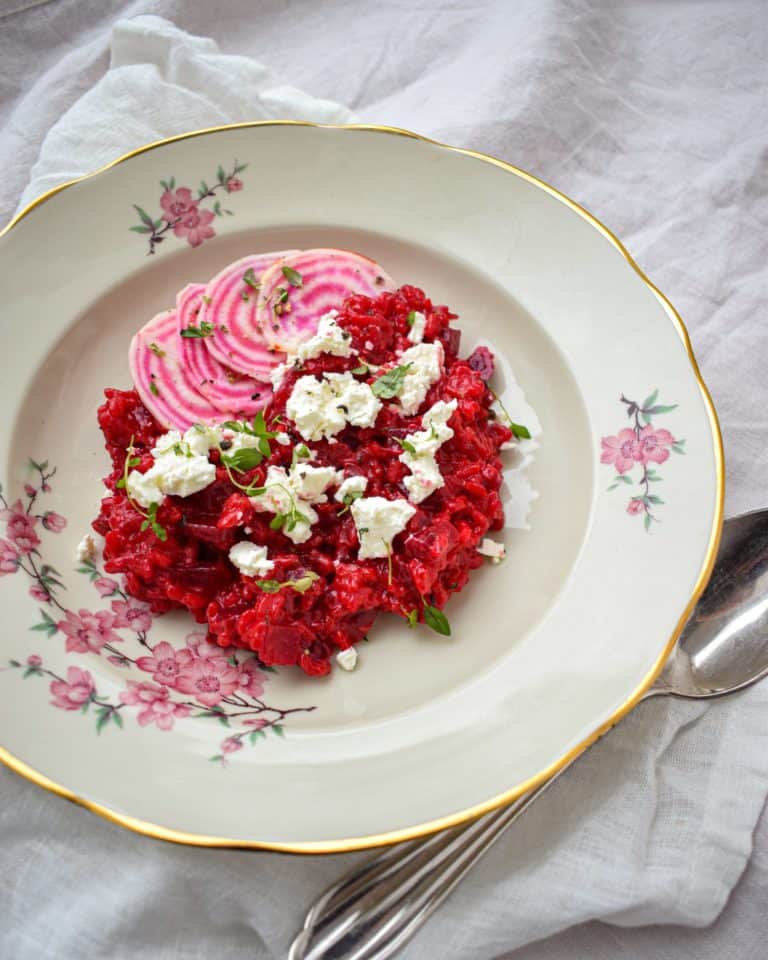 farverig risotto med rødbede